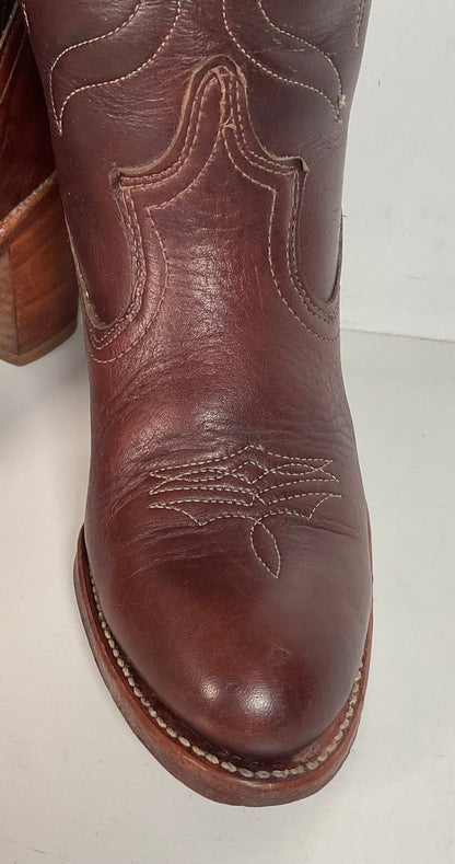 Vintage Dingo Acme Tulip Cowgirl Boots 6 M Tooled USA Made