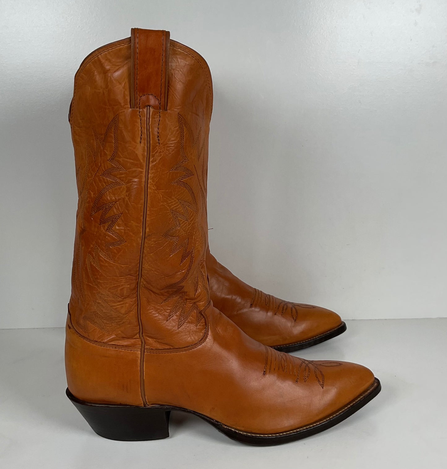 Vintage Justin Calfskin Cowboy Boots | Butterscotch | USA Made | Men’s 10.5 D