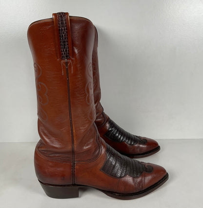 Vintage Lucchese Goat Skin Cowboy Boots | Lizard Inlay | Men’s 8.5 D