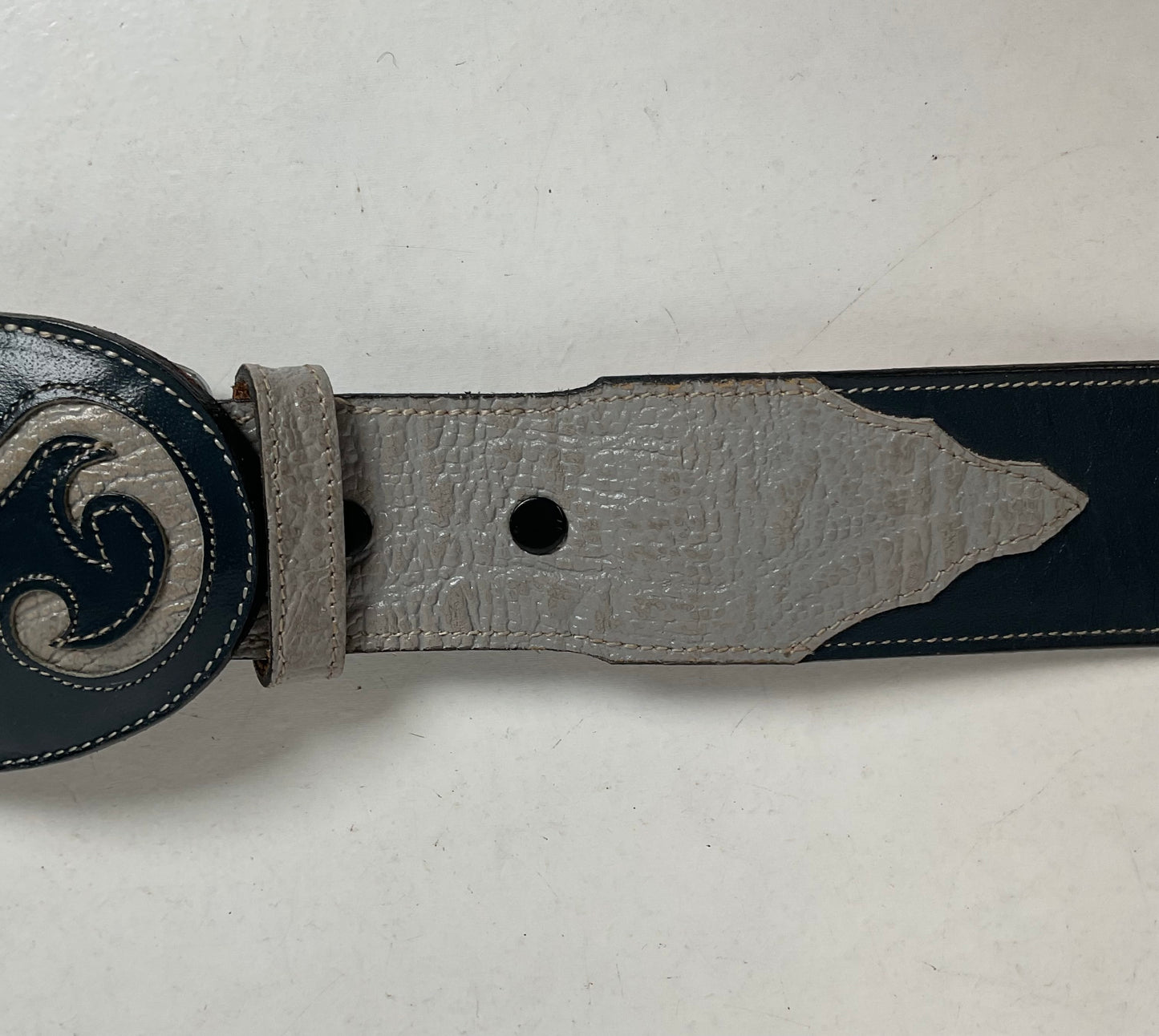 Tony Lama Antelope Skin Belt 36 Navy Blue Exotic USA Made