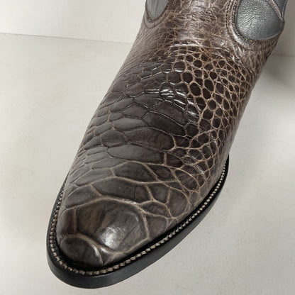 Vintage Exotic Cowboy Boots | Pre Ban | Grey | Wide | Men’s 10