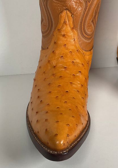 Full Quill Ostrich Cowboy Boots | Exotic | Custom | Butterscotch | Men’s 10 E