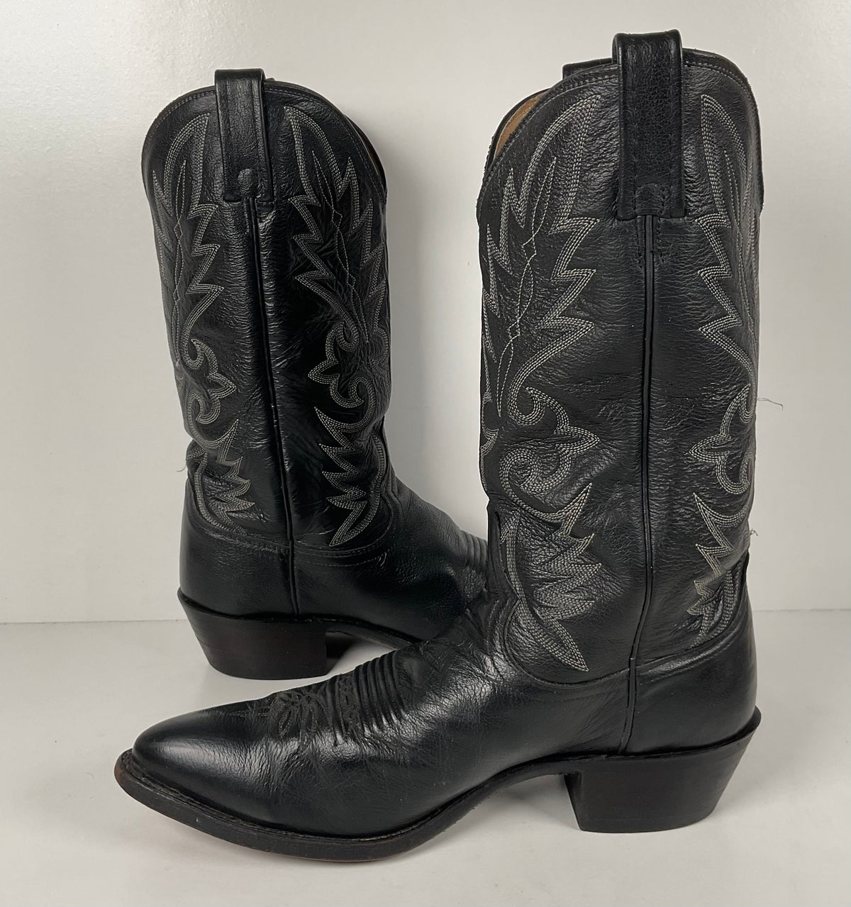 Vintage Dan Post Buck Skin Cowboy Boots | Classic Black | Men’s 10 D