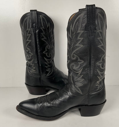 Vintage Dan Post Buck Skin Cowboy Boots | Classic Black | Men’s 10 D
