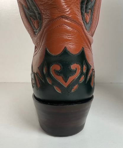 Vintage Caboots Wingtip Cowboy Boots | Tooled Inlays | Men’s 8 | Women’s 9