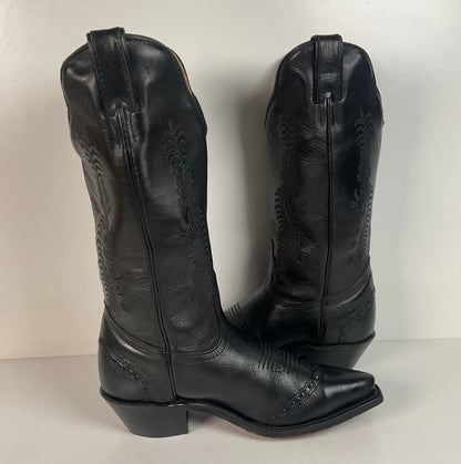 Boulet Cowgirl Boots | Black Torino Calf | Wingtip Triad | Women’s 6 C