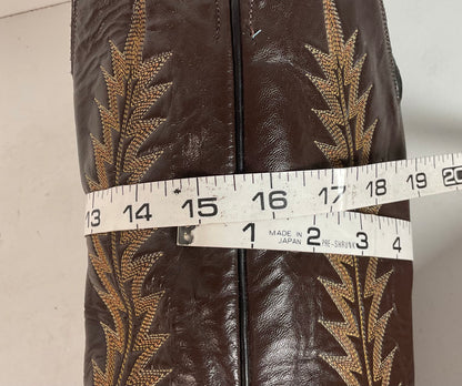 Vintage Tony Lama Gold Label Cowboy Boots — Pecan Bull Shoulder — Men’s 9 D