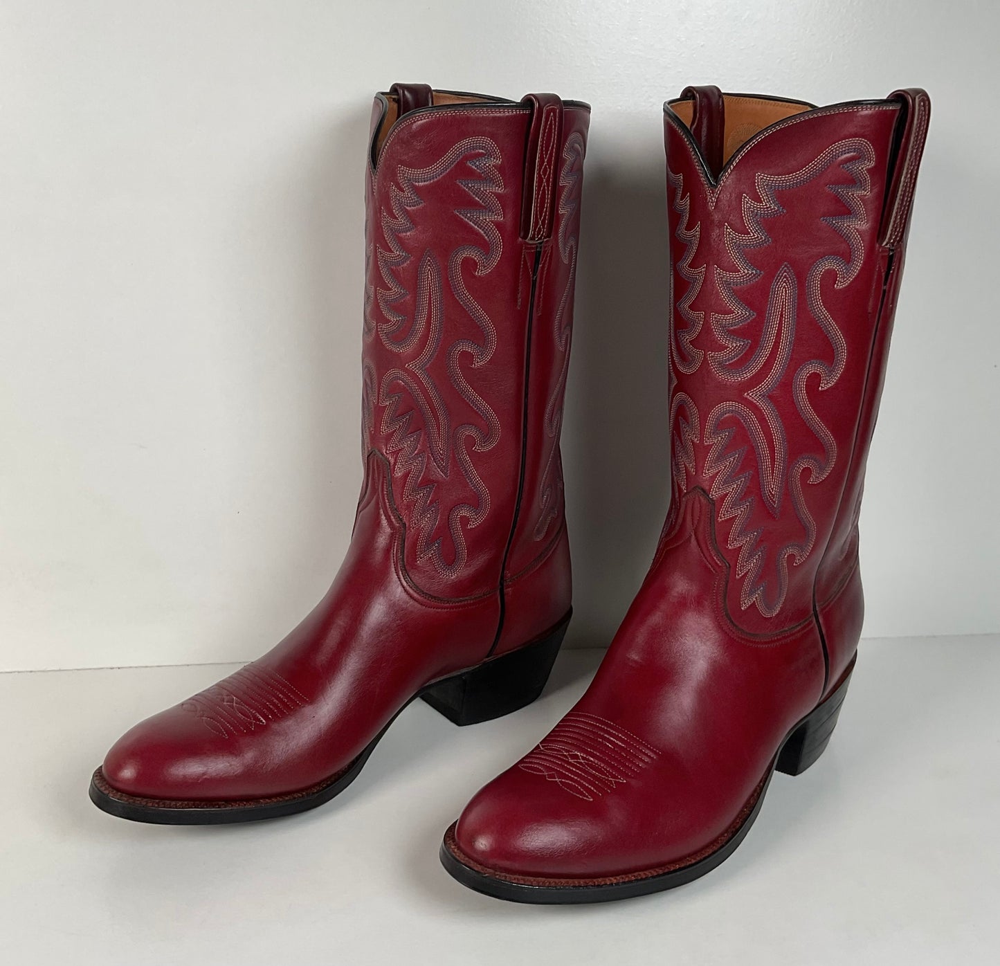 Vintage Lucchese San Antonio Cowboy Boots | Burgundy | Men’s 9 D