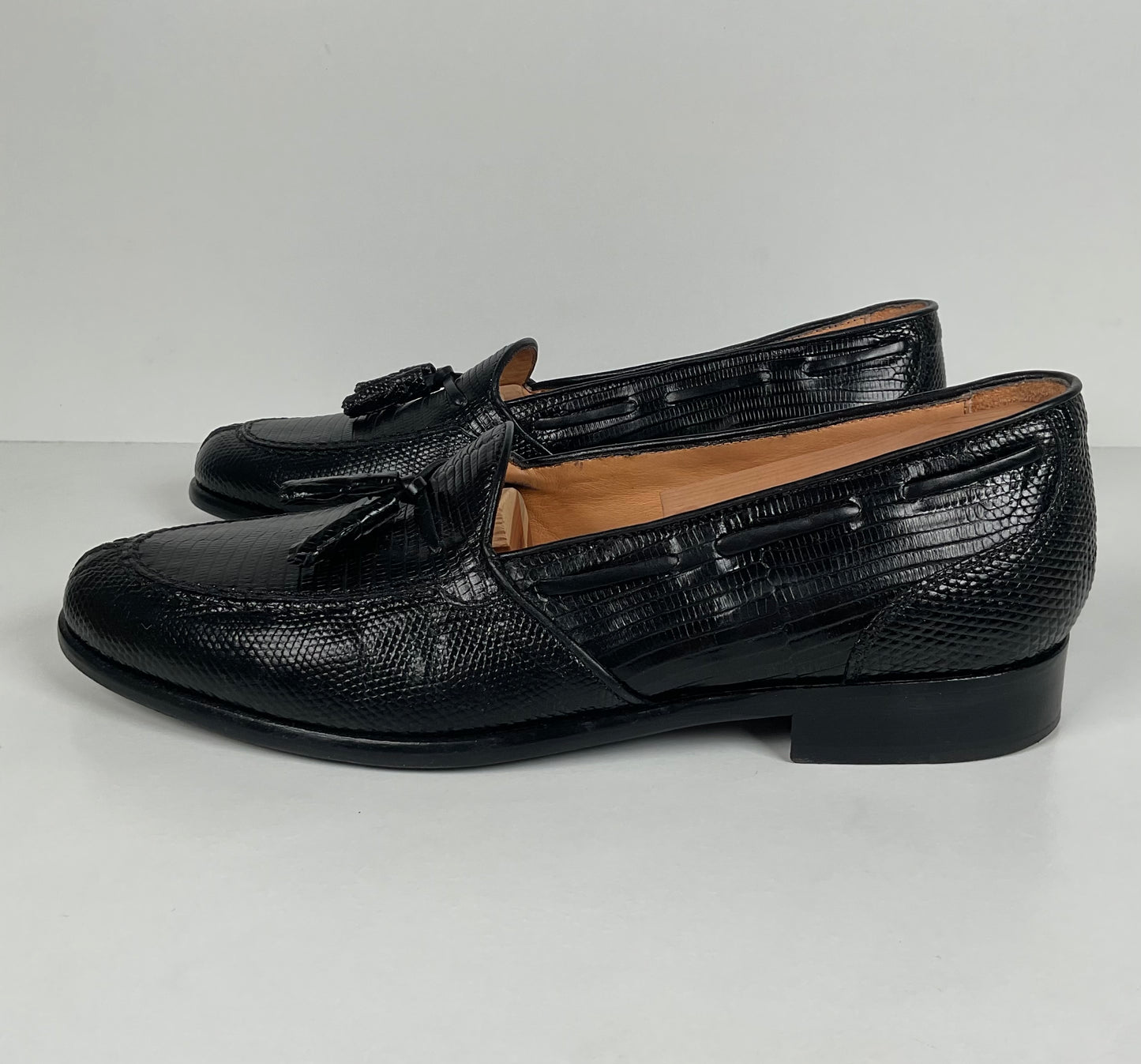 Zelli Italia | Teju Lizard Tassel Loafers | Black | Men’s 9 M