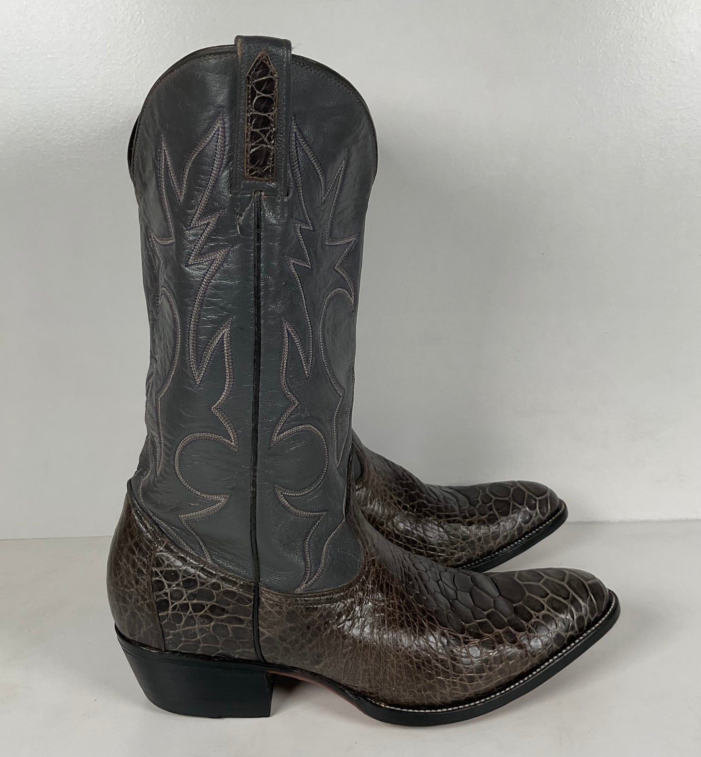 Vintage Exotic Cowboy Boots | Pre Ban | Grey | Wide | Men’s 10