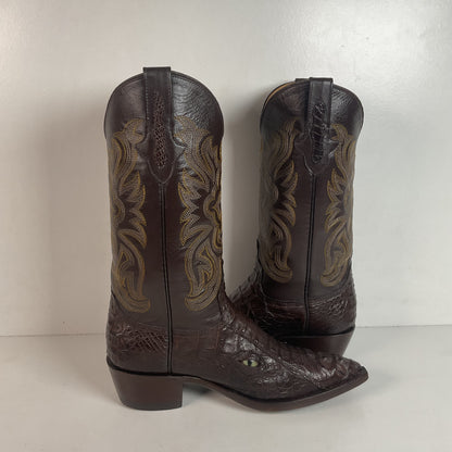 Custom Caiman Crocodile Cowboy Boots Men’s 8.5 Exotic Head Cut