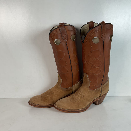 Vintage Dingo Acme Men’s Suede Rough Out Buckaroo Cowboy Boots 8 B USA Made