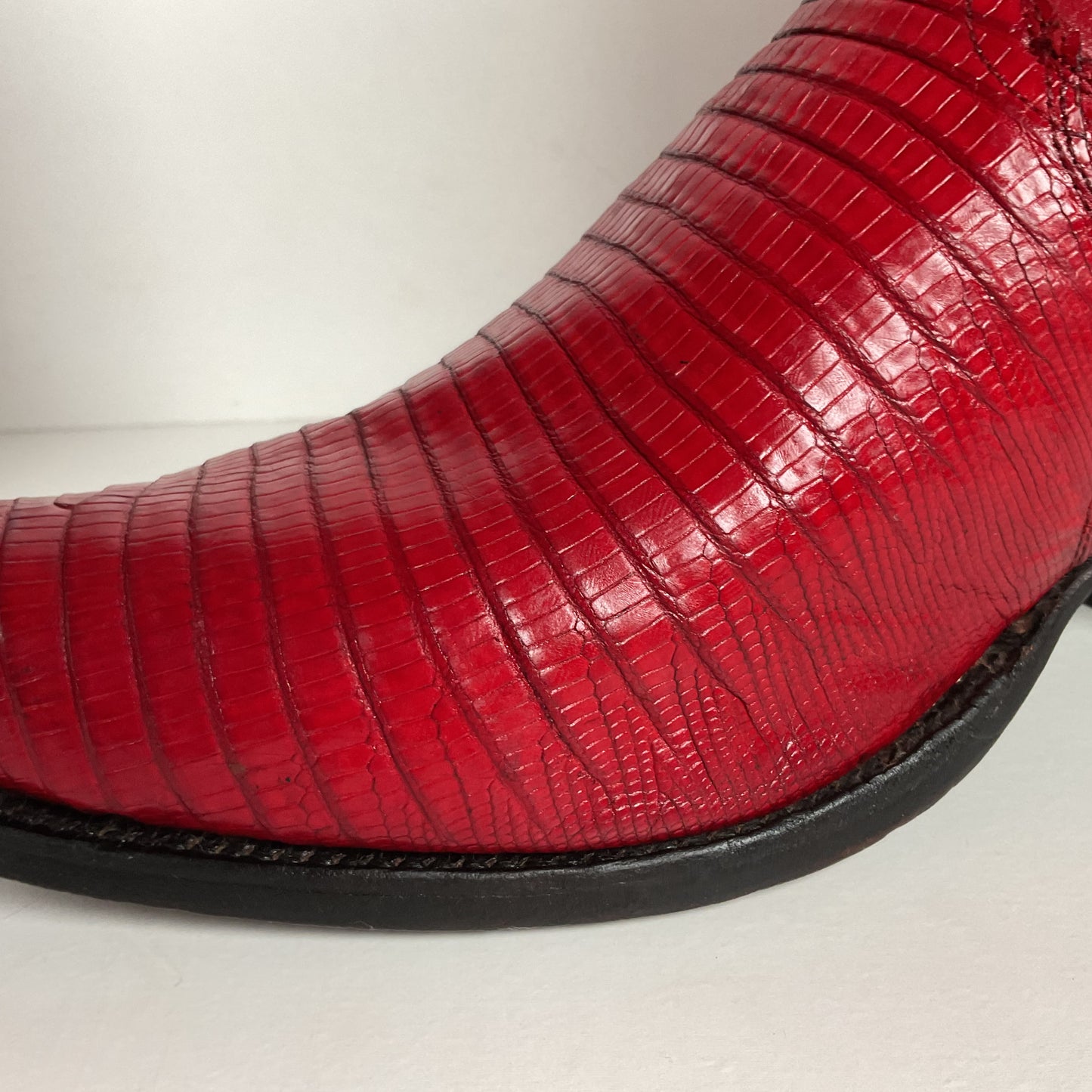 Vintage Justin Teju Lizard Cowboy Boots | USA Made | Ruby Red | Men’s 10.5 D