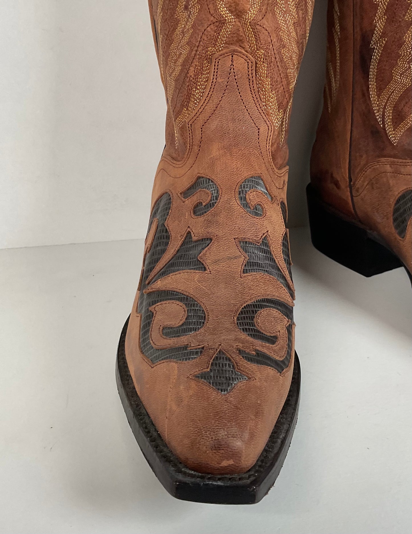 J. B. Dillon Goat Skin Cowboy Boots | Mad Dog | Tooled Inlays | Men’s 9 D