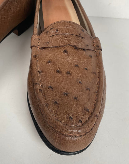 Helene Arpels Ostrich Quill Penny Loafers | Exotic | Brown | 10.5 B