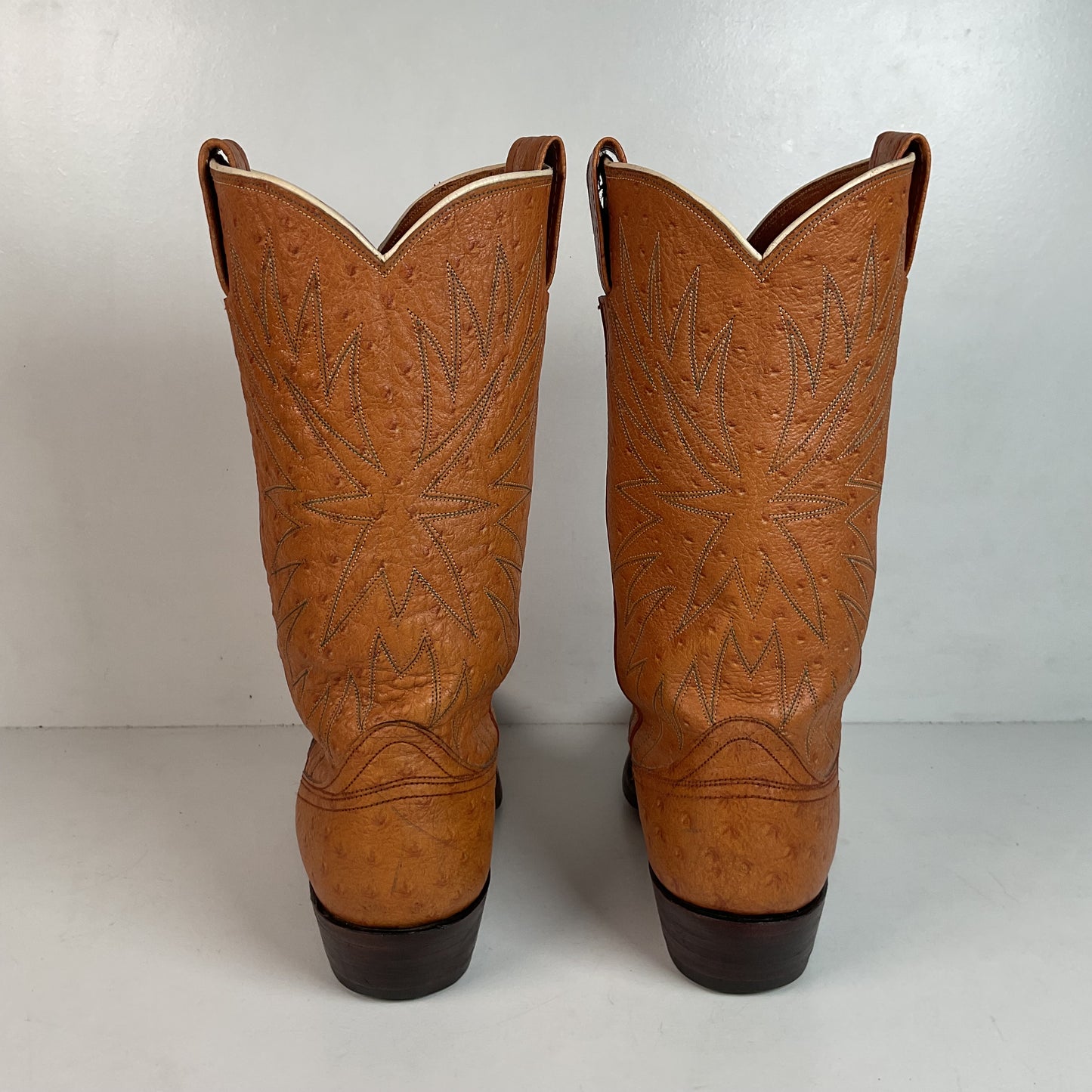 Vintage 1960s Nocona “The Astro” Cowboy Boots 9 D Full Ostrich Calf Exotic