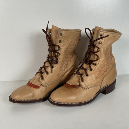 Vintage Larry Mahan Packer Boots | Cowgirl | Lace Up | USA Made | Women’s 8 M
