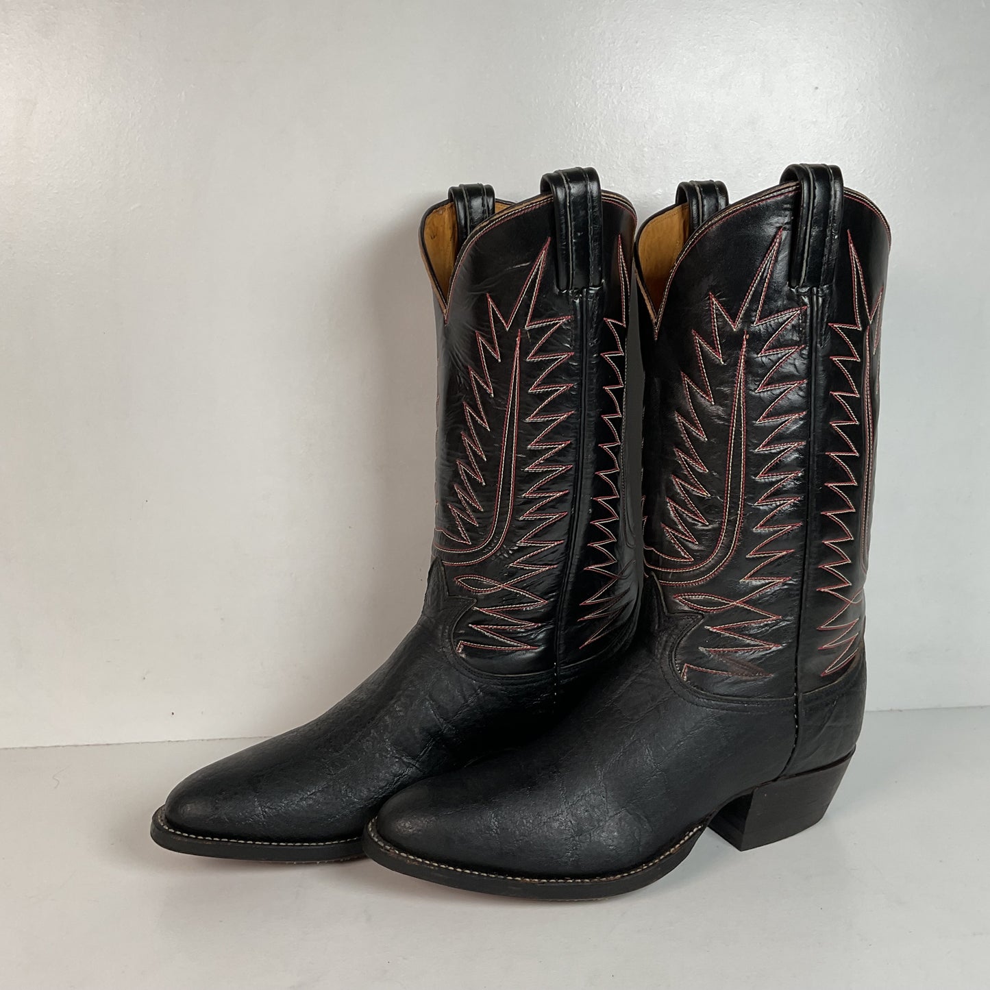 1970s Tony Lama Elephant Print Cowboy Boots 10 USA Made Gold Label