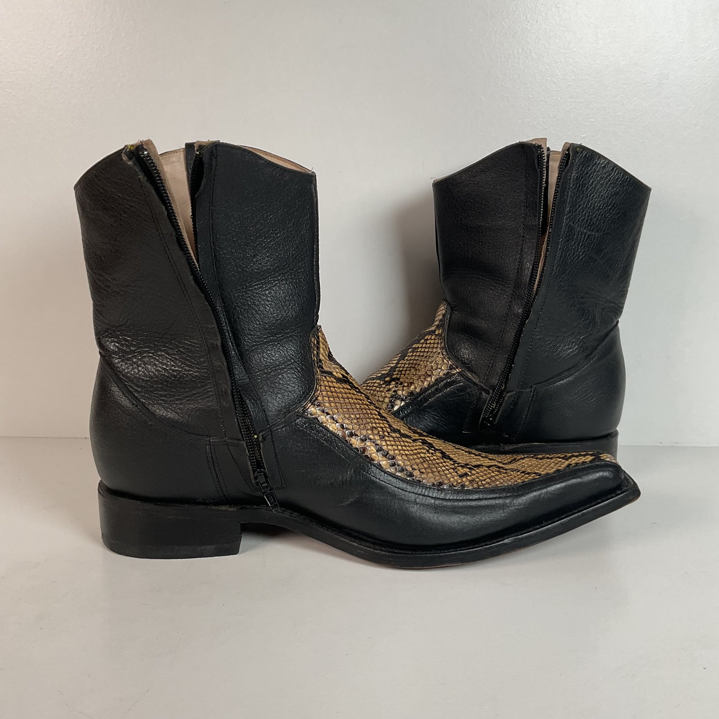Python Snakeskin Ankle Boots | Western Side Zip | Mex 30.5 | USA 12.5