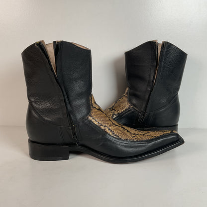 Python Snakeskin Ankle Boots | Western Side Zip | Mex 30.5 | USA 12.5
