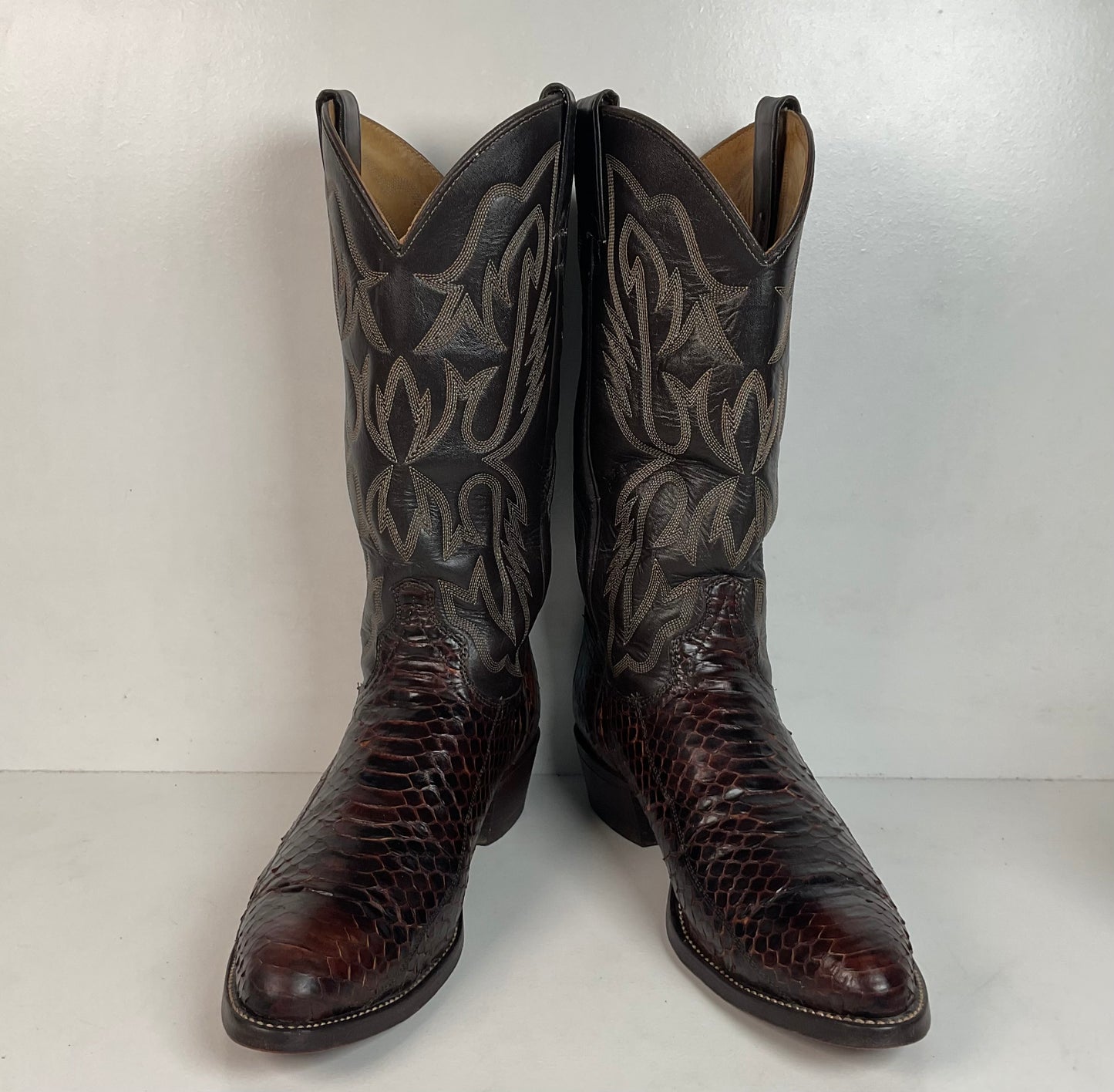 Vintage Texas Imperial Cowboy Boots 9.5 D Python Snakeskin Back Cut