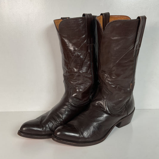 Vintage 1950s Frye Authentic Cowboy Boots 8.5 D Dark Brown Calfskin
