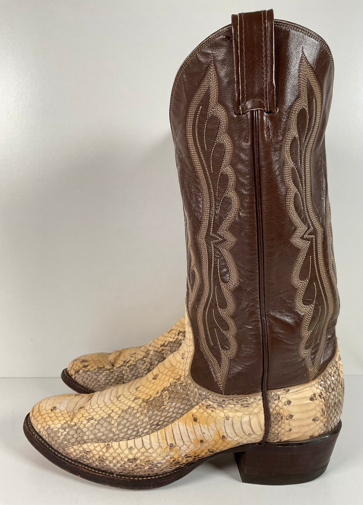 Vintage Tony Lama Water Snake Cowboy Boots 9 D Gold Label Snakeskin