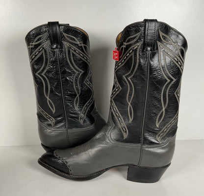 Vintage Tony Lama Lizard Wingtip Cowboy Boots | Charcoal Grey | Men’s 11.5 EE