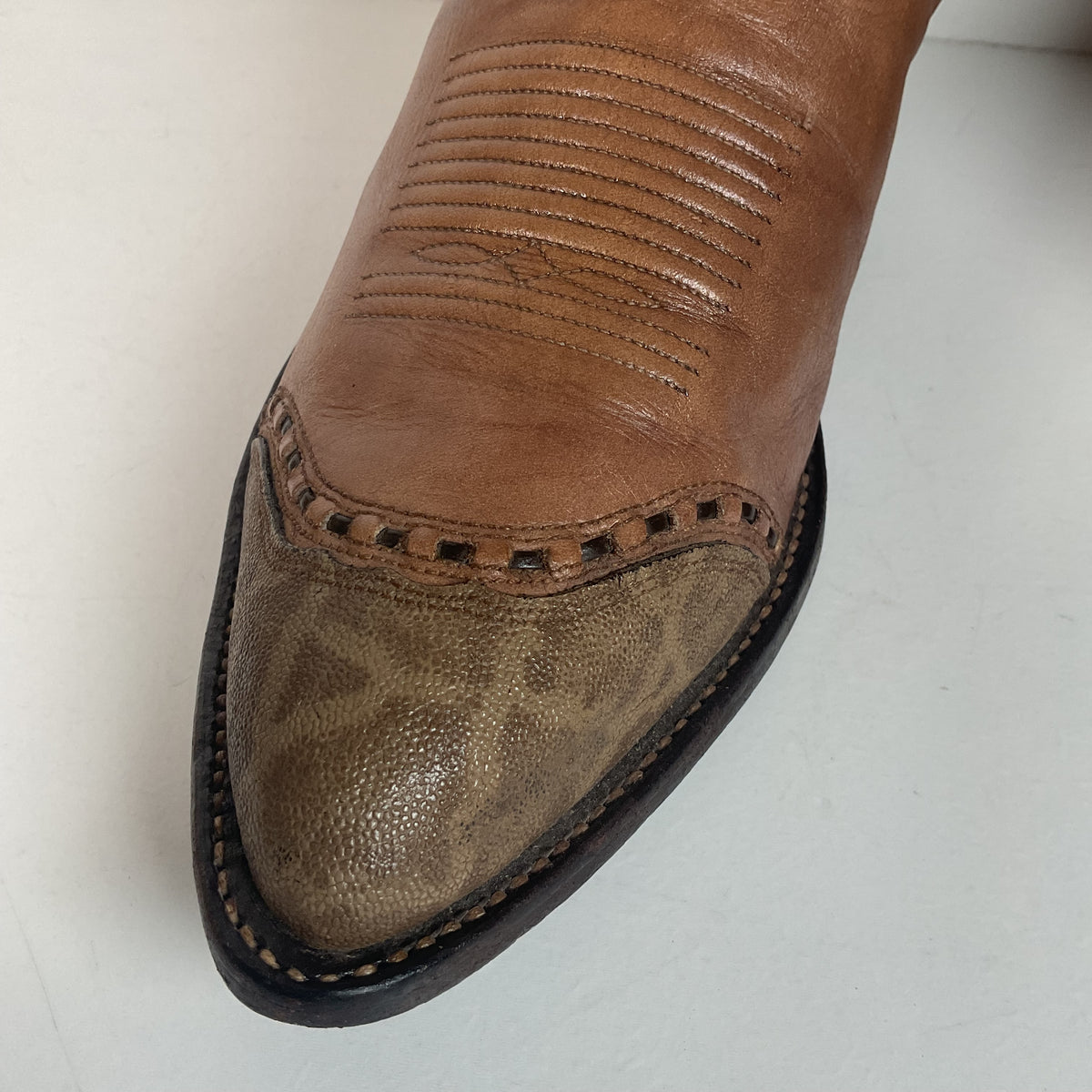 Vintage Tony Lama Elephant Wingtip Cowboy Boots | Gold Label | Exotic | Men’s 9 EE