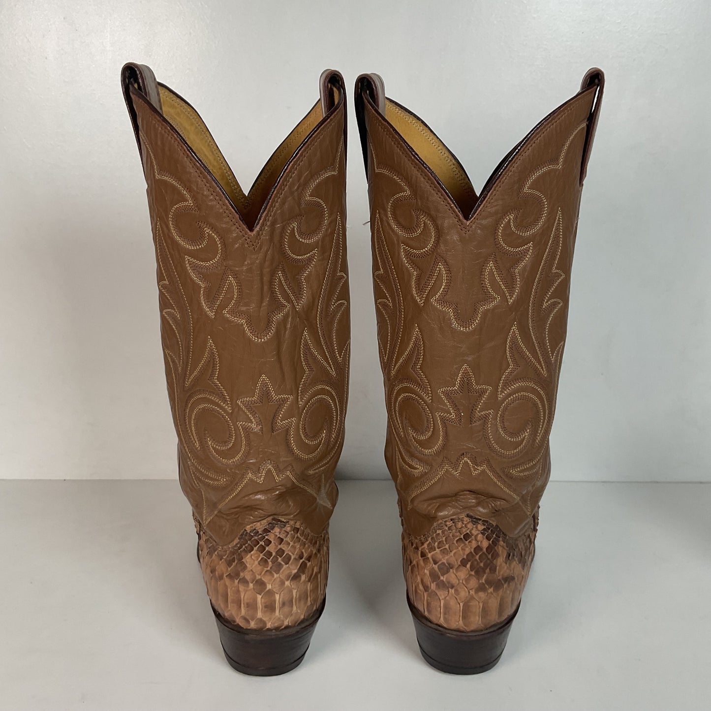 Vintage Justin Back Cut Python Cowboy Boots 8.5 D USA Made Snakeskin