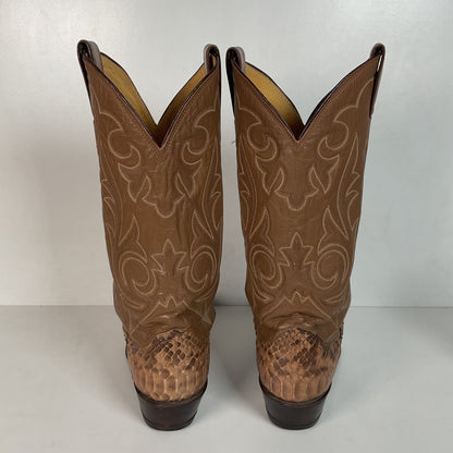 Vintage Justin Back Cut Python Cowboy Boots 8.5 D USA Made Snakeskin