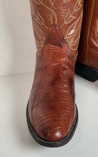 Tony Lama Teju Lizard Cowgirl Boots — Gold Label —  Men’s 7.5 C | Women’s 8.5