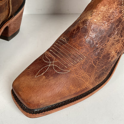 Justin Bent Rail Cowgirl Boots | Tan Road | USA Made | Women’s 9 B