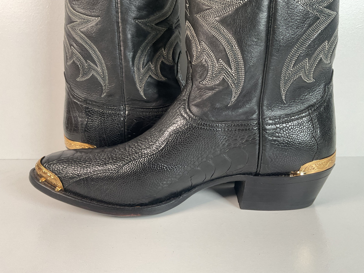 Vintage Nocona Ostrich Leg Cowboy Boots | Exotic | USA Made | 11 EE