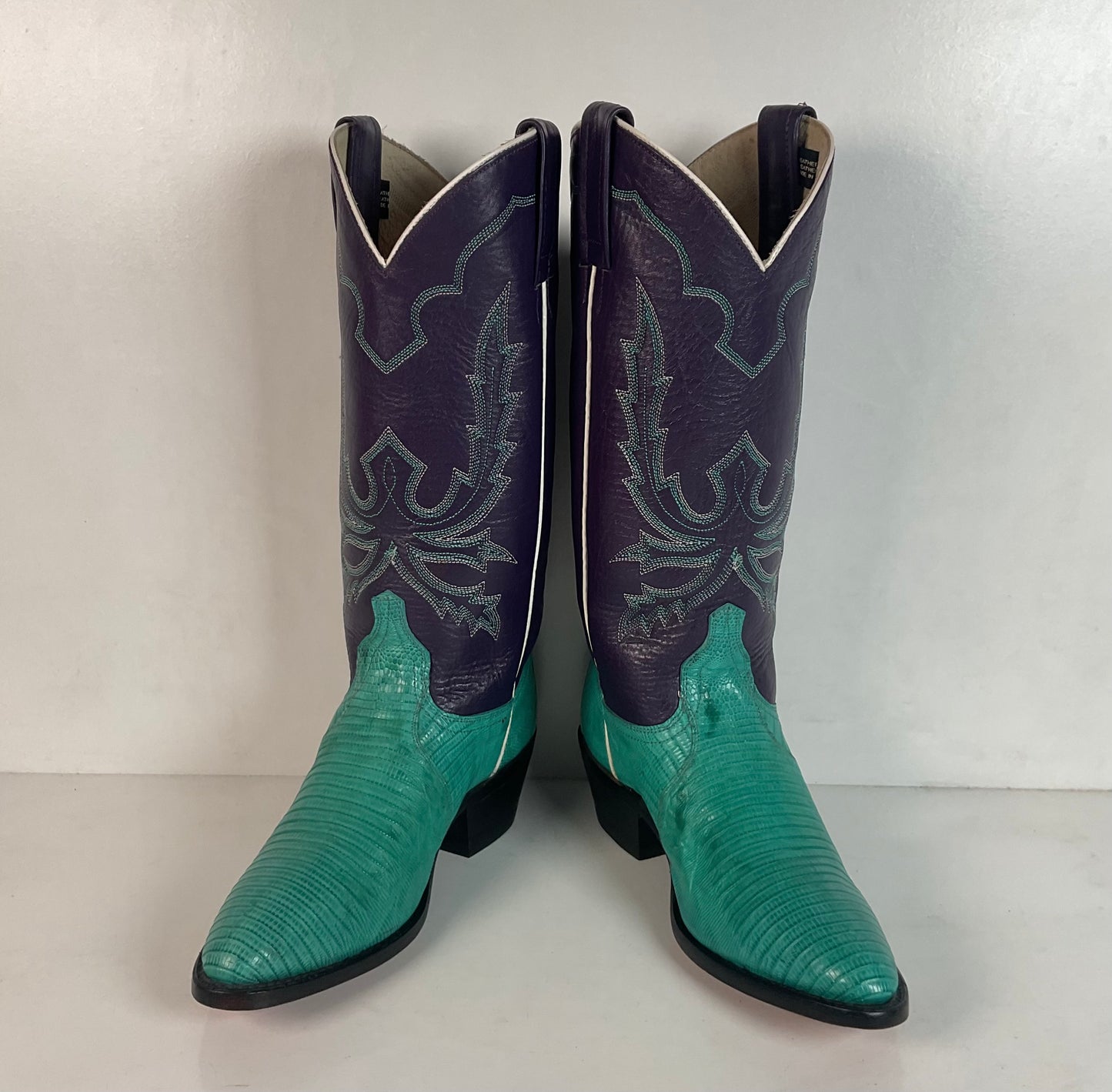 Dan Post Turquoise Cowgirl Boots 6 M Teju Lizard Vamp