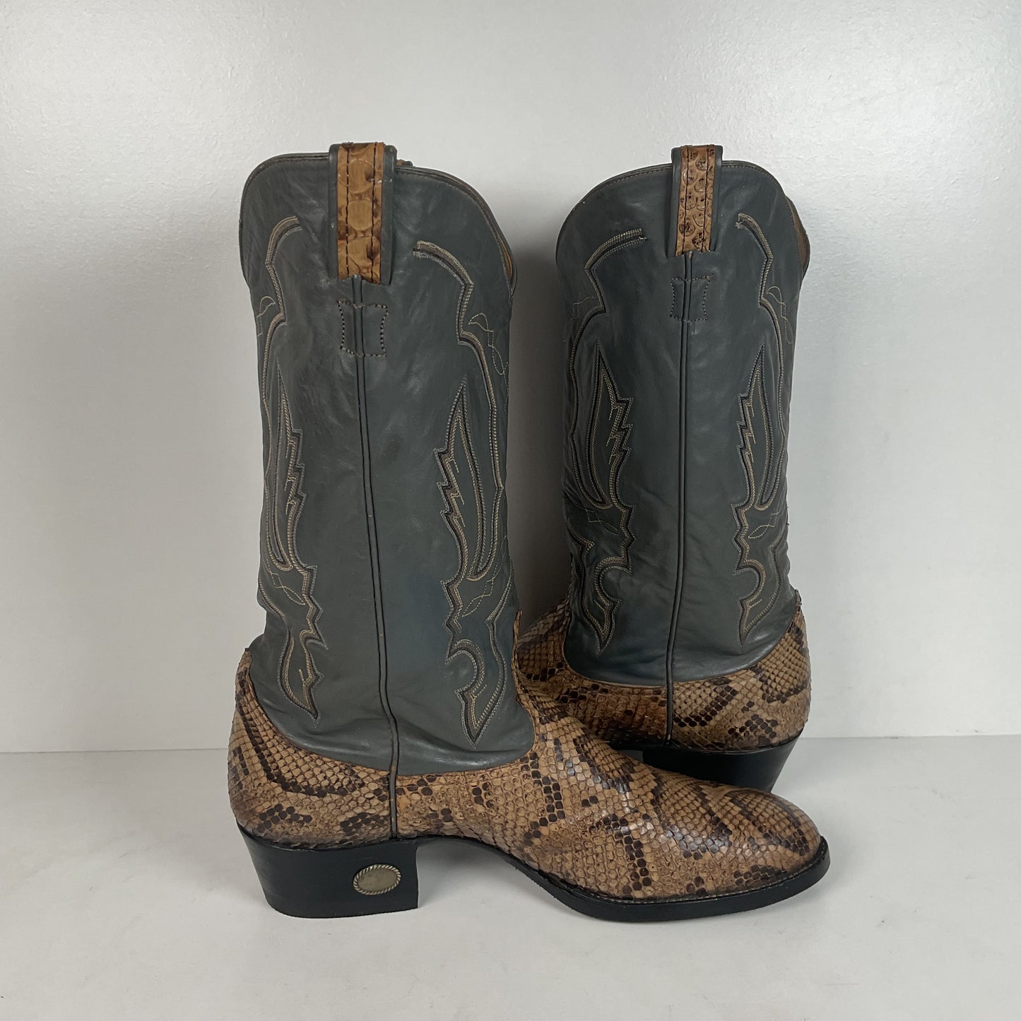 Vintage Larry Mahan Python Snakeskin Cowboy Boots | Reticulated | Men’s 12 D