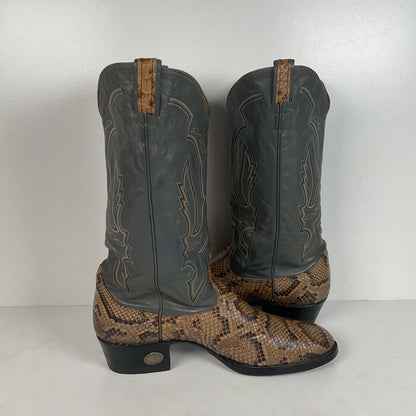Vintage Larry Mahan Python Snakeskin Cowboy Boots | Reticulated | Men’s 12 D