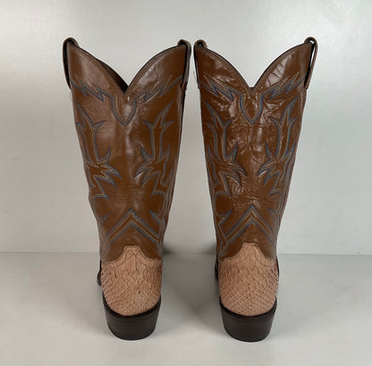 Vintage Tony Lama Python Cowboy Boots | Snakeskin | Gold Label | 10.5 D