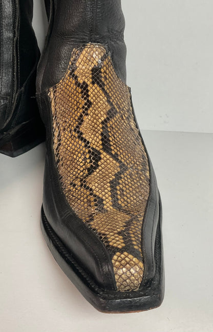 Python Snakeskin Ankle Boots | Western Side Zip | Mex 30.5 | USA 12.5
