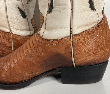 Vintage Cuadra Butterfly Cowgirl Boots | Teju Lizard | Tooled Inlays | Women’s 8