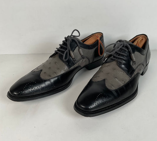 Mezlan Ostrich Quill Medallion Shoes | Derby | Exotic | Men’s 9.5 M