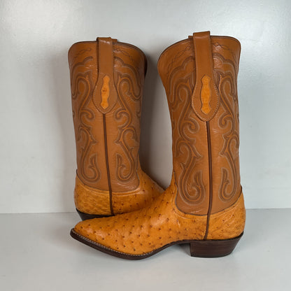 Custom Full Ostrich Quill Cowboy Boots 10 E Butterscotch Exotic