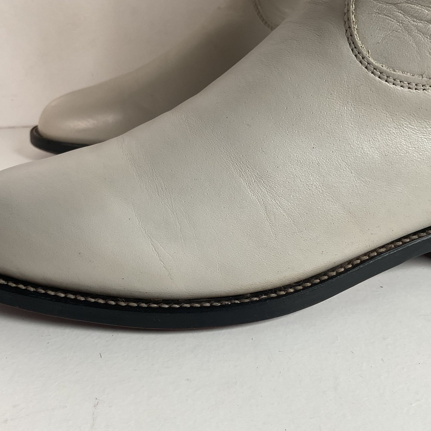 Justin Pearl White Roper Boots 8 C USA Made
