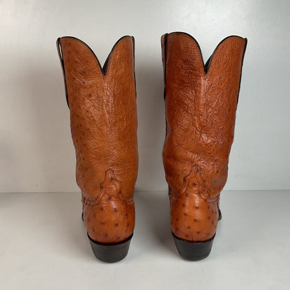 Custom Full Ostrich Quill Cowboy Boots 10 Wide Exotic Mule Ear
