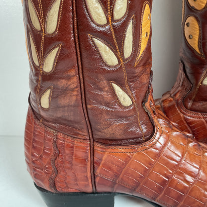 Cuadra Alligator Tail Cowgirl Boots | Butterfly Inlay | Men’s 7 | Women’s 8