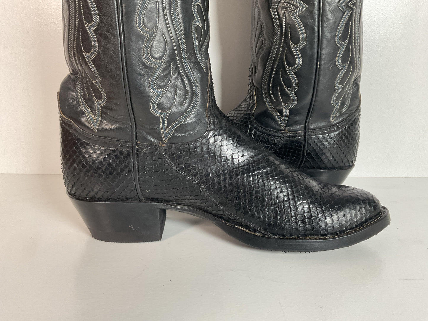 Vintage Tony Lama Anaconda Cowboy Boots | Snakeskin | Gold Label | Exotic | 9 D