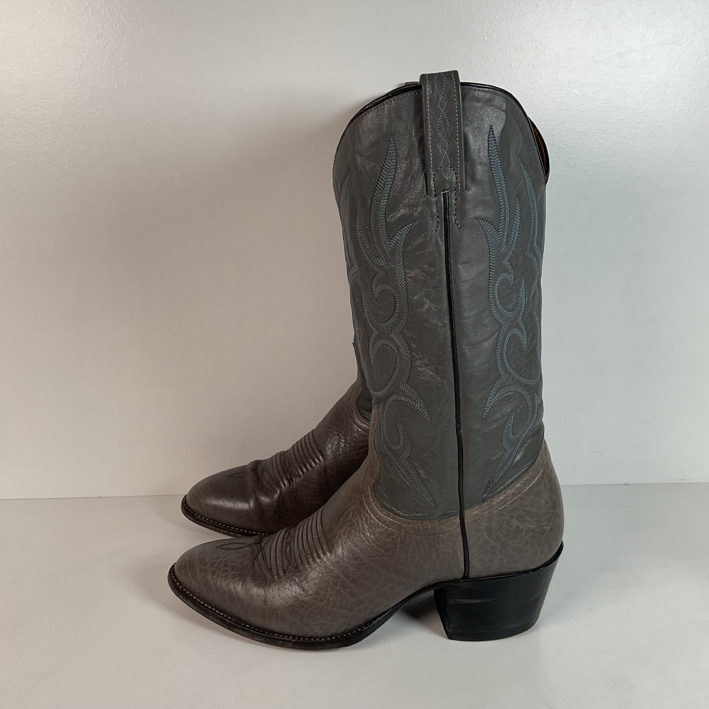 Vintage J. Chisholm Bullhide Cowboy Boots | Grey | USA Made | 10.5 D