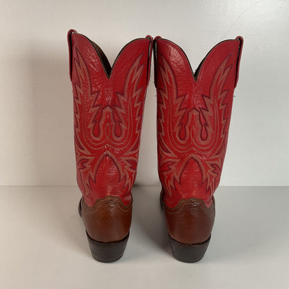 Lucchese 2000 Ostrich Quill Cowboy Boots | Exotic | Tooled Inlay | Men’s 8.5 D