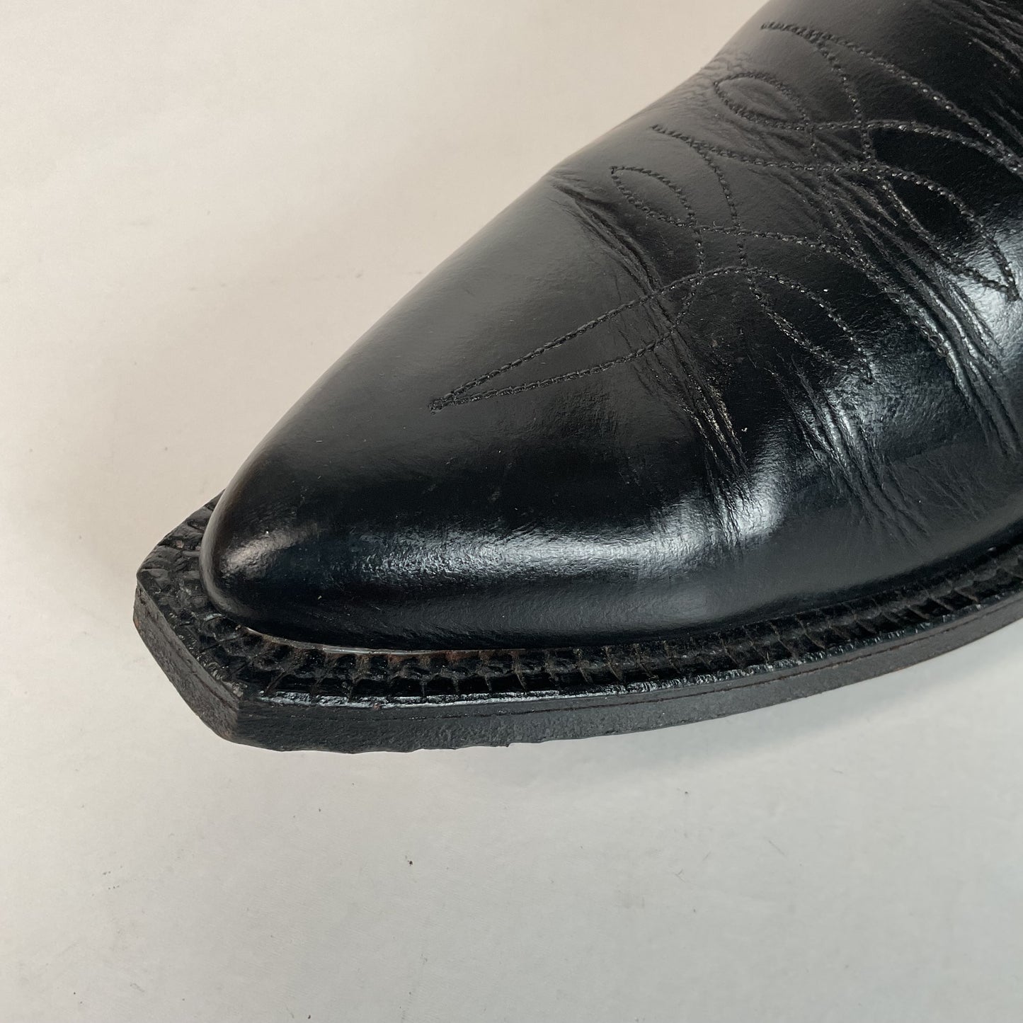 Vintage 1960s ACME Tooled Diamond Inlay Leather Cowboy Boots 8 D Old Label USA Made