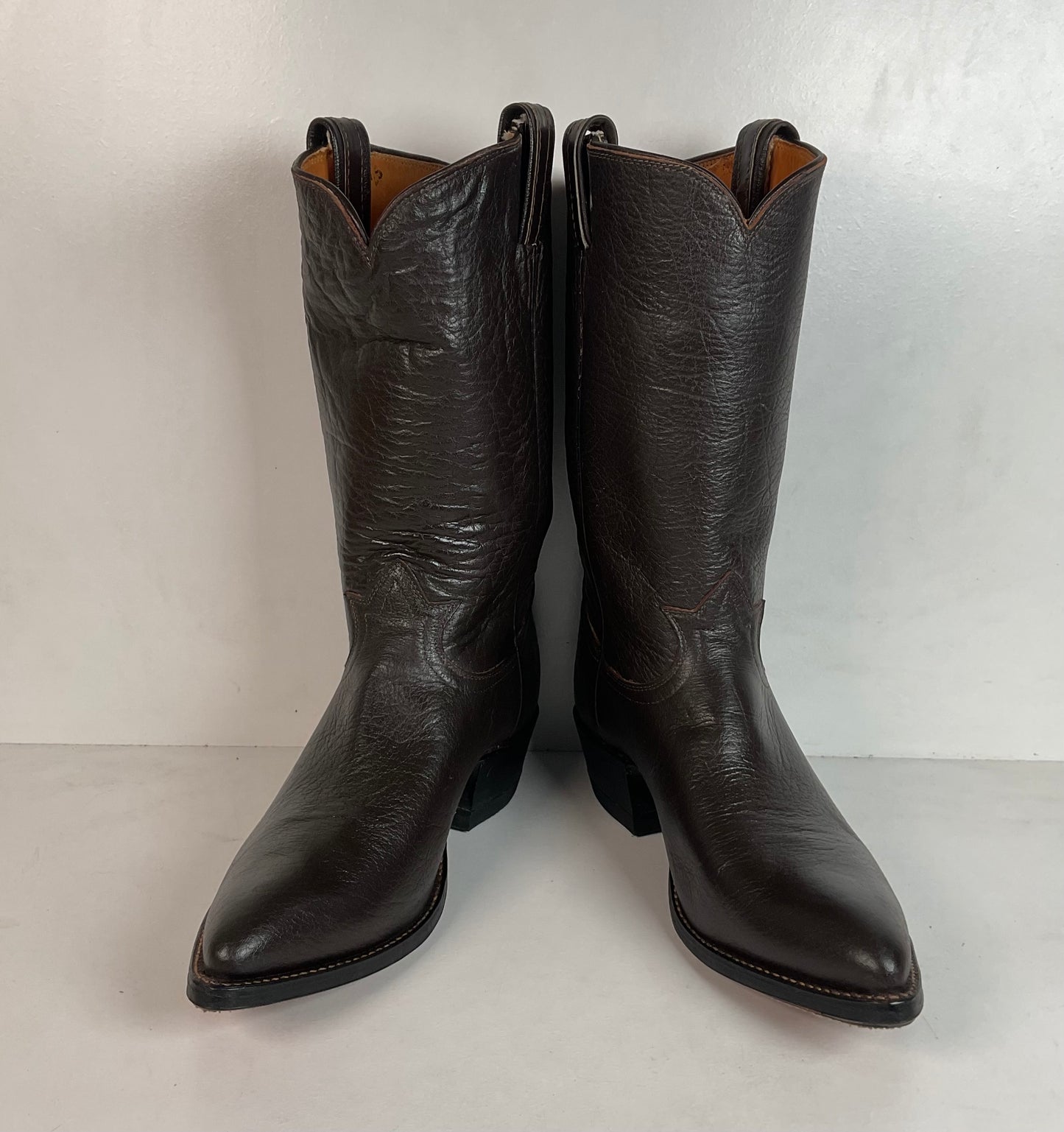 Vintage 1960s Tony Lama Water Buffalo Cowboy Boots 10 E Exotic Gold Label